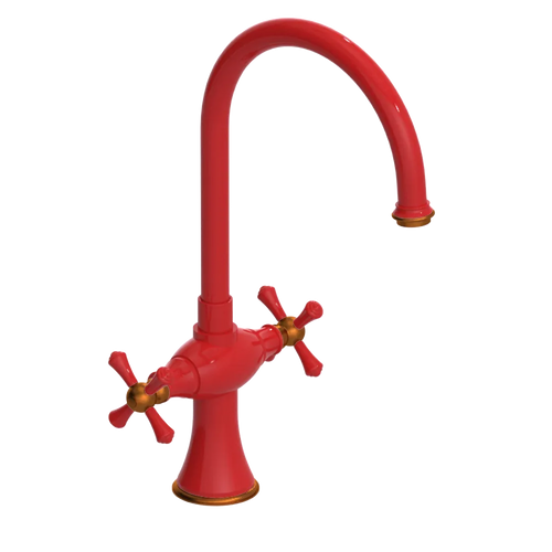 Rubinet Two Handle Single Hole Kitchen Set Red