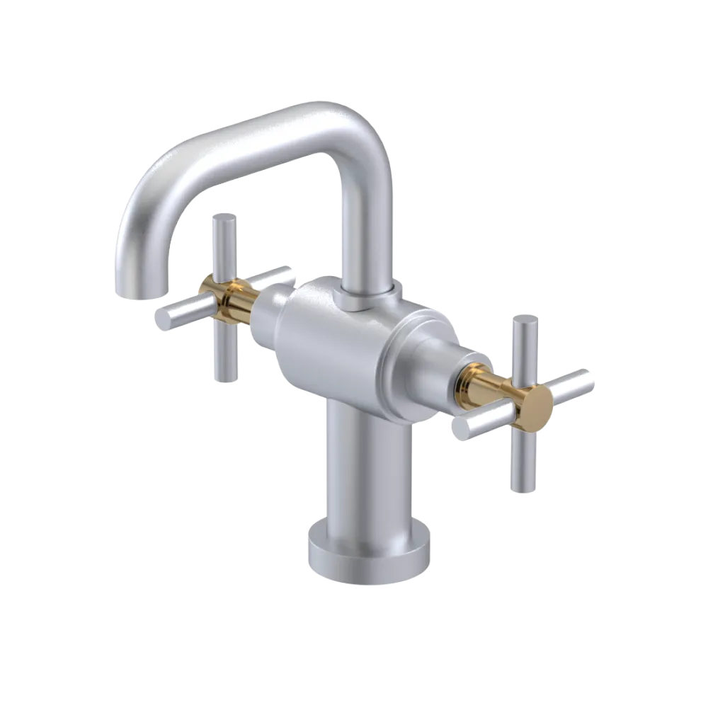 Rubinet Single Hole Dual Handle Lav. Set. (less drain) Satin Chrome