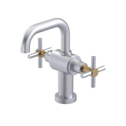 Rubinet Single Hole Dual Handle Lav. Set. (less drain) Satin Chrome