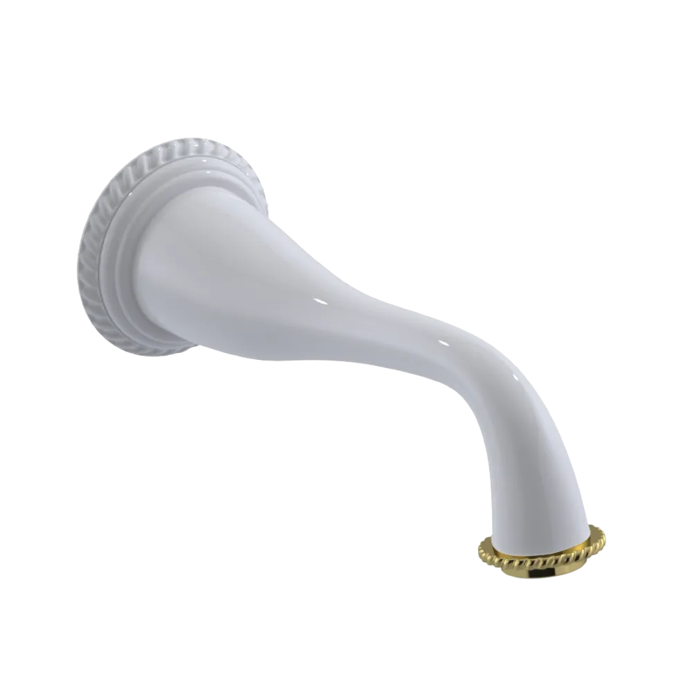 Rubinet Tub Filler Spout Wall Mount White