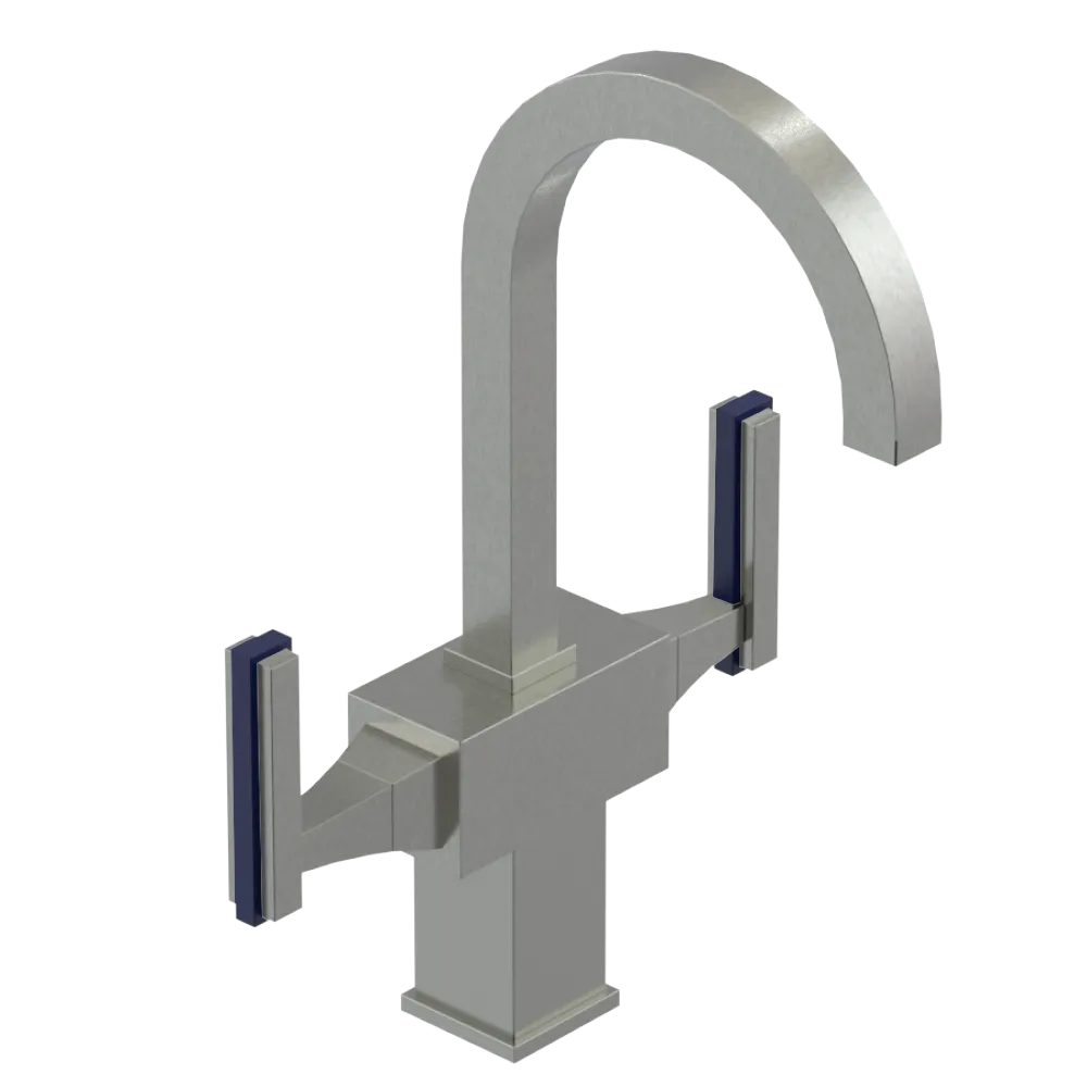Rubinet Single Hole Dual Handle Lav. Set. (less drain) Satin Nickel