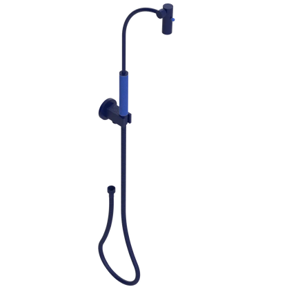 Rubinet Hand Held Shower Bidet with Extended Reach & Dual Function Spray Including Wall Bracket with Supply & Hose (Round) Midnight Blue