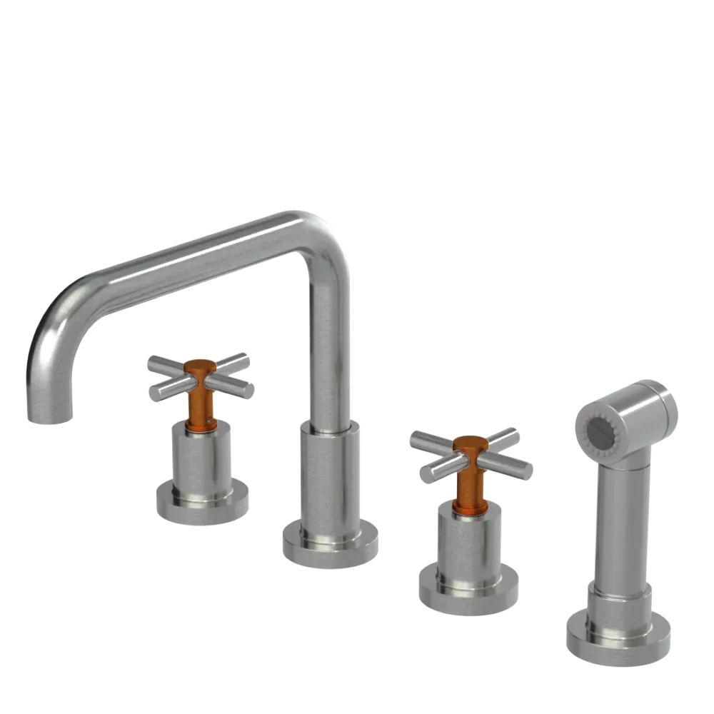 Rubinet Widespread Kitchen Set with Hand Spray Satin Nickel