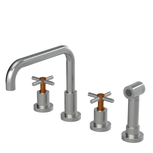 Rubinet Widespread Kitchen Set with Hand Spray Satin Nickel