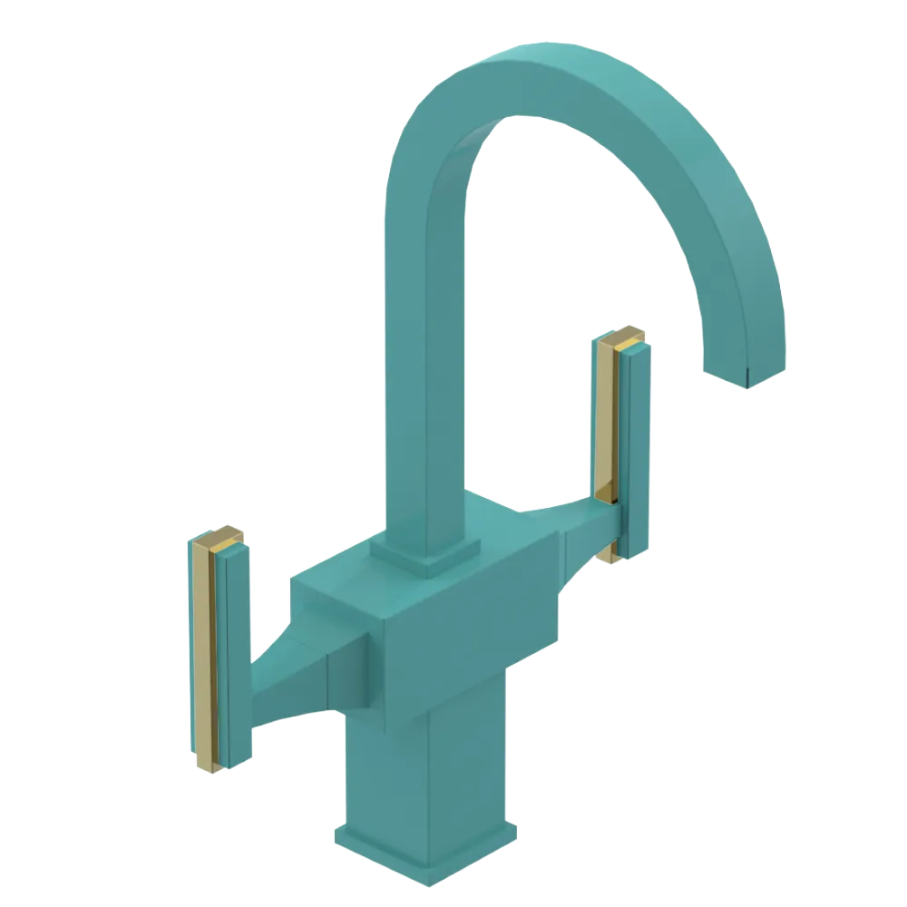 Rubinet Single Hole Dual Handle Lav. Set. (less drain) Aqua