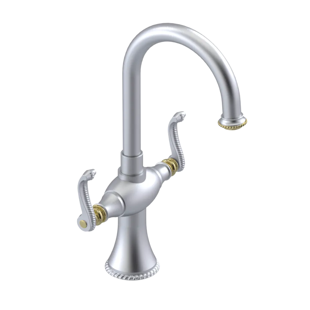 Rubinet Single Hole Dual Handle Lav. Set. (less drain) Satin Chrome