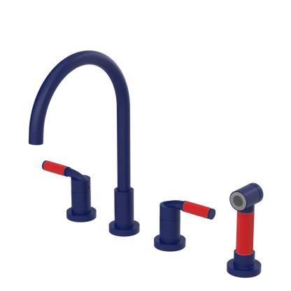 Rubinet Widespread Kitchen Set with Hand Spray Midnight Blue