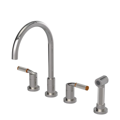 Rubinet Widespread Kitchen Set with Hand Spray Polished Nickel