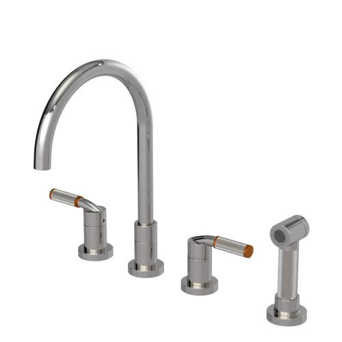Rubinet Widespread Kitchen Set with Hand Spray Polished Nickel