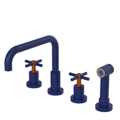 Rubinet Widespread Kitchen Set with Hand Spray Midnight Blue