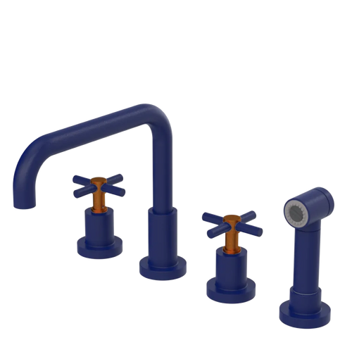Rubinet Widespread Kitchen Set with Hand Spray Midnight Blue