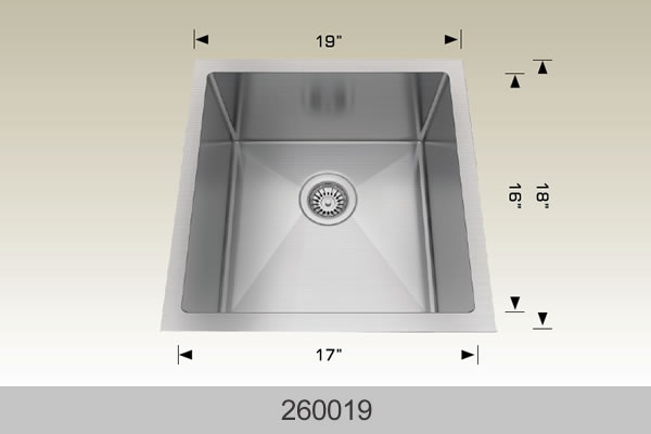 Bosco 260019 19" Stainless Steel Undermount Kitchen Sink