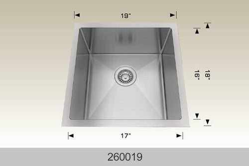 Bosco 260019 19" Stainless Steel Undermount Kitchen Sink