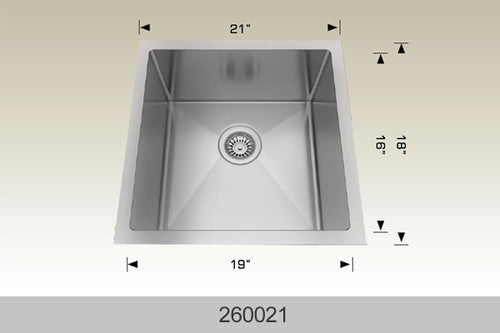 Bosco 260021 21" Stainless Steel Undermount Kitchen Sink