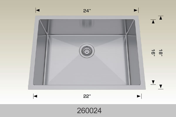 Bosco 260024 24" Stainless Steel Undermount Kitchen Sink