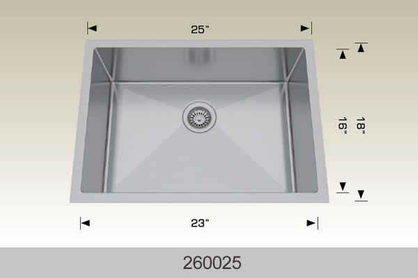 Bosco 260025 25" Stainless Steel Undermount Kitchen Sink