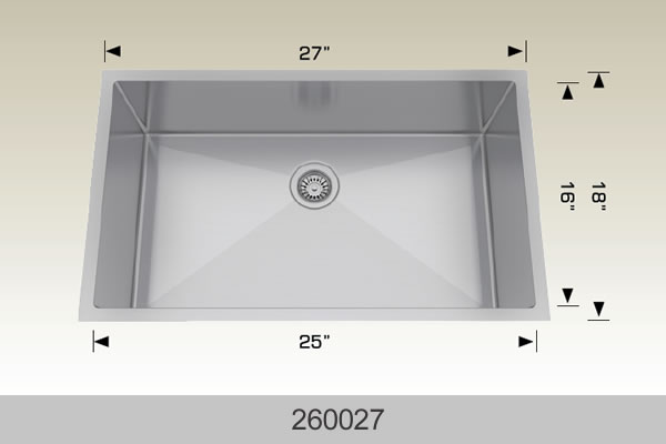Bosco 260027 27" Stainless Steel Undermount Kitchen Sink