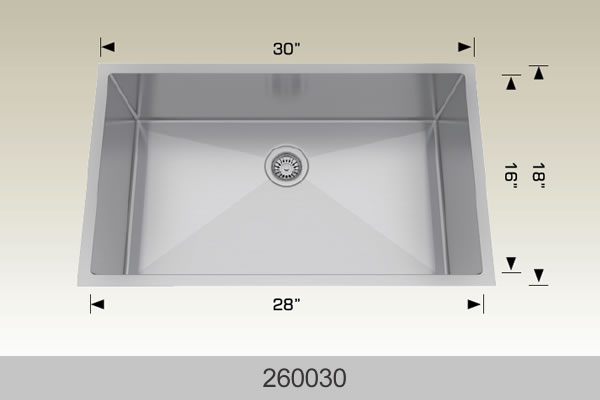 Bosco 260030 30" Stainless Steel Undermount Kitchen Sink