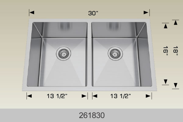 Bosco 261830 30" Stainless Steel Double Bowl Kitchen Sink
