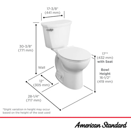 American Standard Cadet® PRO Two-Piece 1.6 gpf/6.0 Lpf Chair Height Round Front Toilet Less Seat