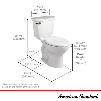 American Standard Cadet® PRO Two-Piece 1.6 gpf/6.0 Lpf Standard Height Elongated Toilet Less Seat