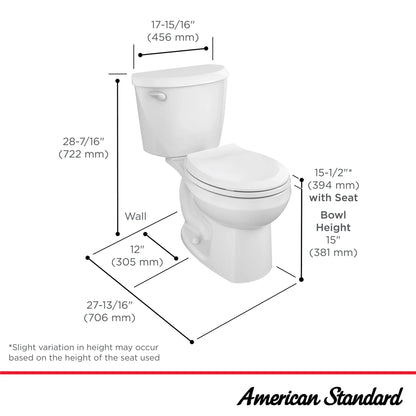 American Standard Colony®3 Two-Piece 1.28 gpf/4.8 Lpf Standard Height Round-Front Toilet Less Seat