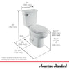 American Standard H2Optimum® Two-Piece 1.1 gpf/4.2 Lpf Standard Height Elongated Toilet Less Seat