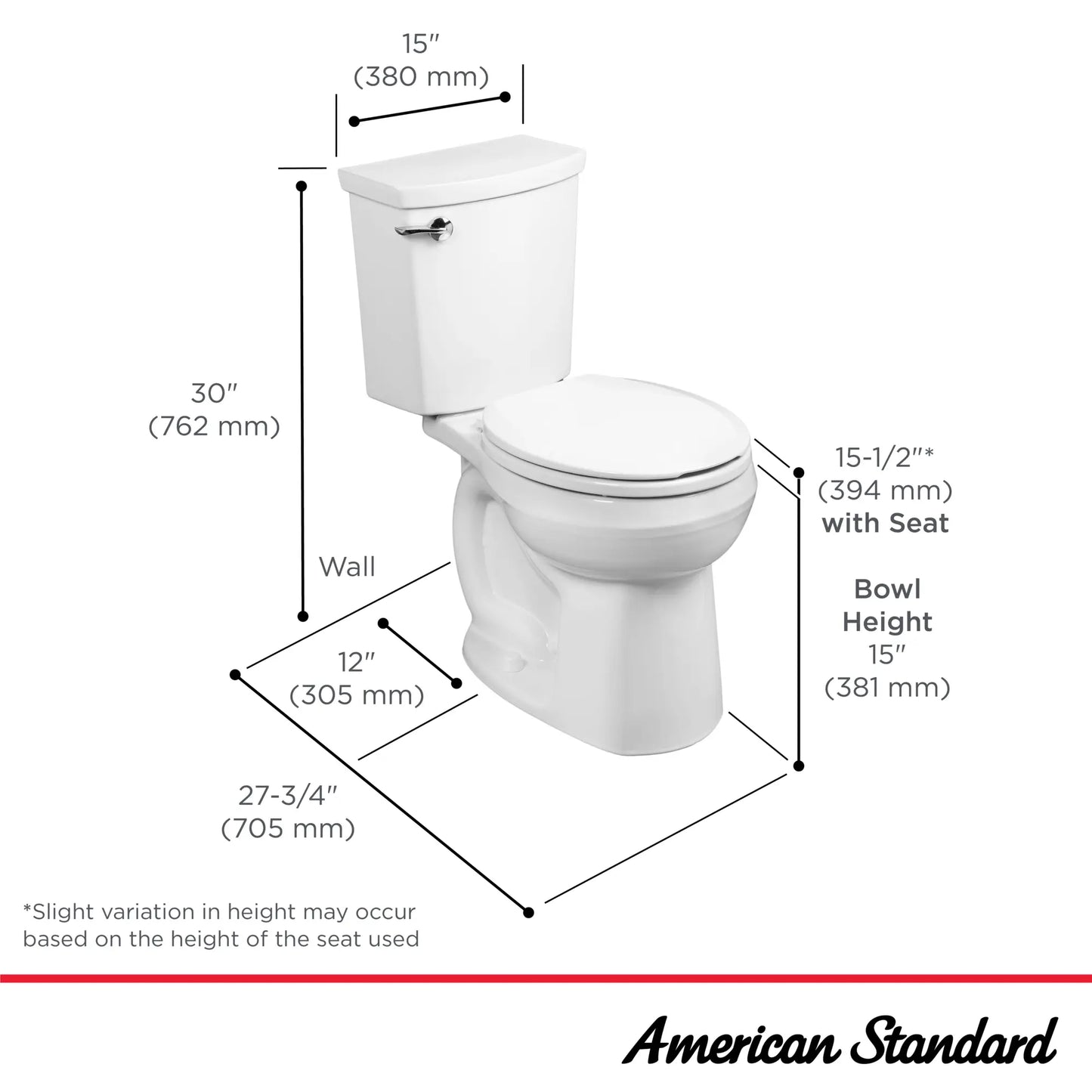 American Standard H2Optimum® Two-Piece 1.1 gpf/4.2 Lpf Standard Height Round Front Toilet Less Seat
