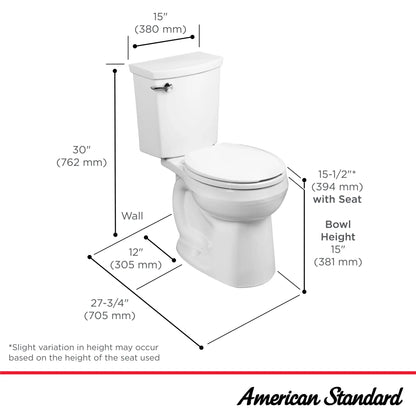 American Standard H2Optimum® Two-Piece 1.1 gpf/4.2 Lpf Standard Height Round Front Toilet Less Seat