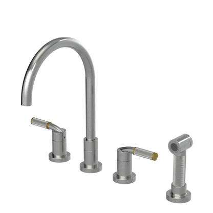 Rubinet Widespread Kitchen Set with Hand Spray Satin Nickel