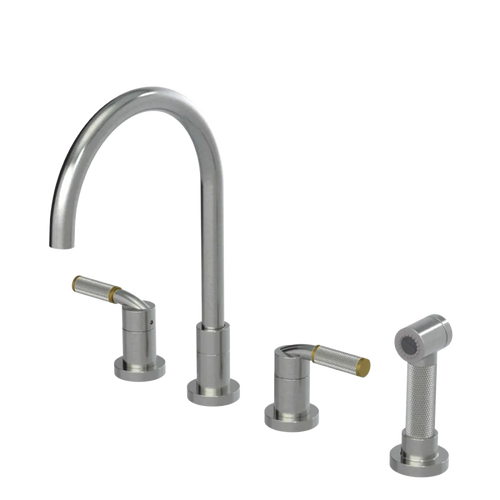 Rubinet Widespread Kitchen Set with Hand Spray Satin Nickel