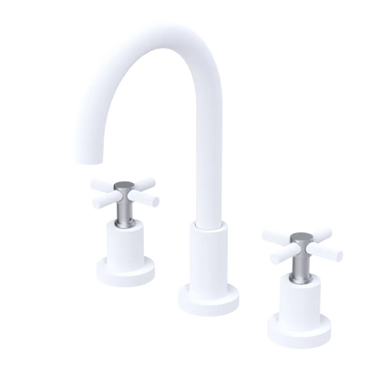 Rubinet Widespread Kitchen Set with LaSalle Spout Matt White