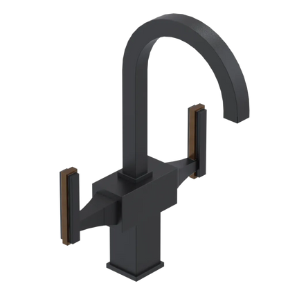 Rubinet Single Hole Dual Handle Lav. Set. (less drain) Matt Black