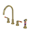 Rubinet Widespread Kitchen Set with Hand Spray Natural Brass