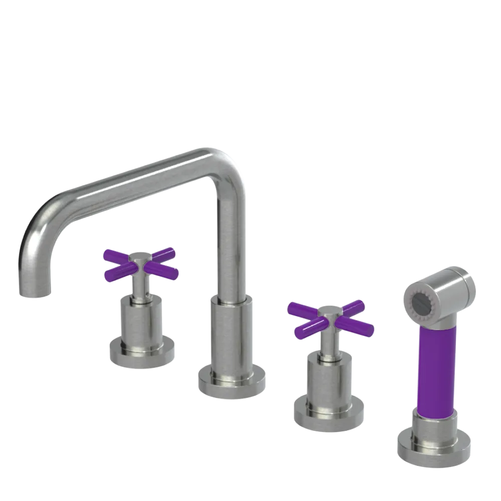 Rubinet Widespread Kitchen Set with Hand Spray Satin Nickel