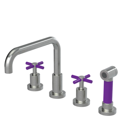 Rubinet Widespread Kitchen Set with Hand Spray Satin Nickel