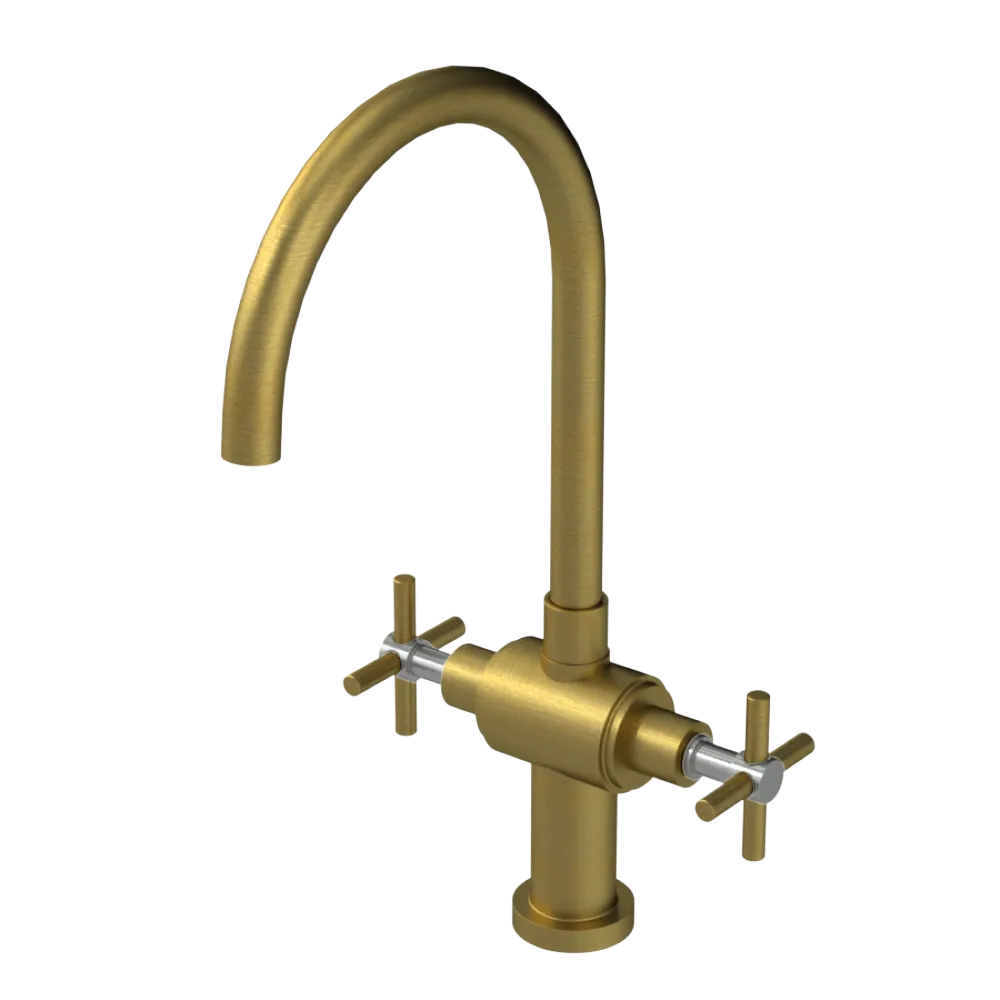 Rubinet Two Handle Single Hole Kitchen Set with LaSalle Spout Antique Brass Matt