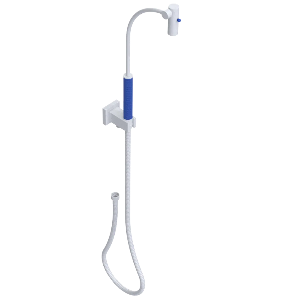 Rubinet Hand Held Shower Bidet with Extended Reach & Dual Function Spray Including Wall Bracket with Supply & Hose (Square) White