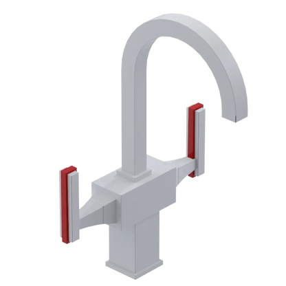 Rubinet Single Hole Dual Handle Lav. Set. (less drain) White