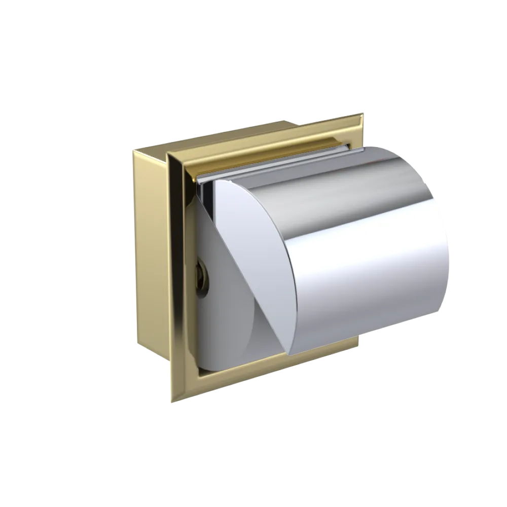 Rubinet RECESSED TOILET PAPER HOLDER Bright Brass