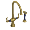 Rubinet Two Handle Single Hole Kitchen Set with Hand Spray Antique Brass Matt