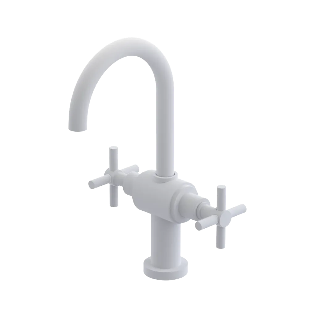 Rubinet Single Hole Dual Handle Lav. Set with LaSalle Spout (less drain) Matt White