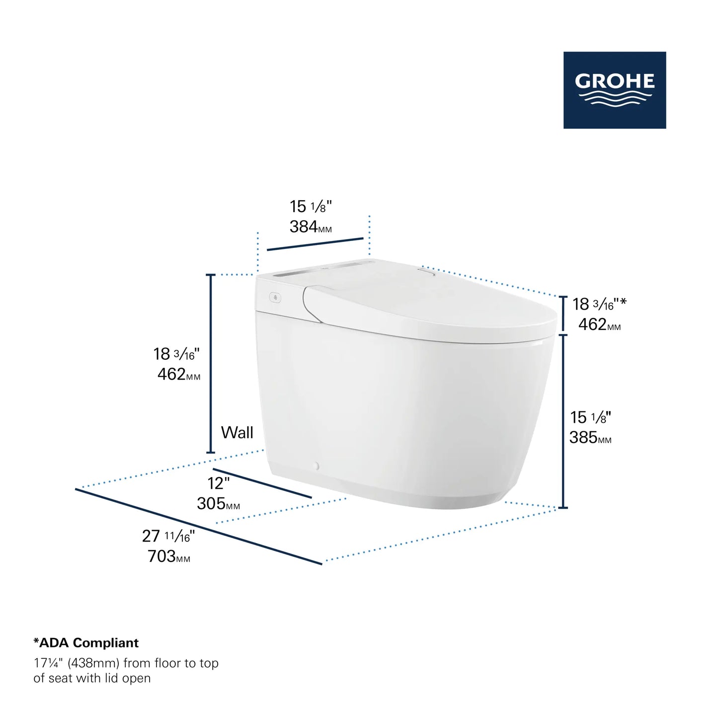 SENSIA Electronic Bidet Toilet, 1.28/0.8 gpf (4.8/3.0 Lpf)