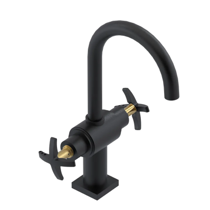 Rubinet Single Hole Dual Handle Lav. Set. (less drain) Matt Black