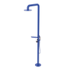 Rubinet Pressure Balance Outdoor Shower with Hand Held Shower & 10" Shower Head (with shelf) - 304 Stainless Steel Blu Jean