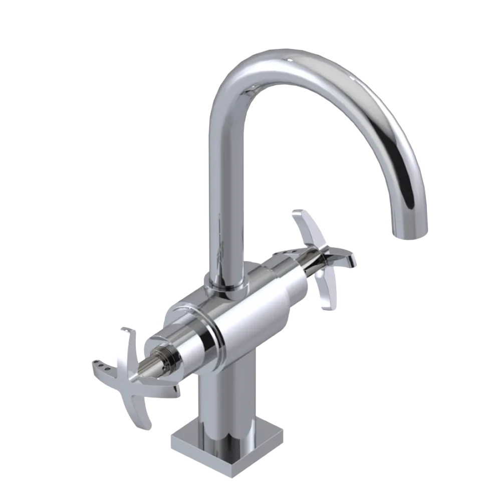Rubinet Single Hole Dual Handle Lav. Set. (less drain) Chrome