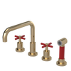 Rubinet Widespread Kitchen Set with Hand Spray Gold