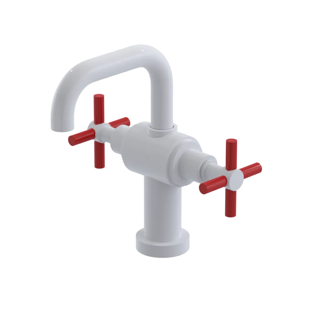 Rubinet Single Hole Dual Handle Lav. Set. (less drain) White