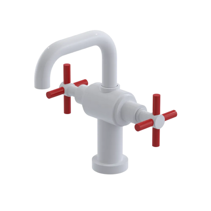 Rubinet Single Hole Dual Handle Lav. Set. (less drain) White