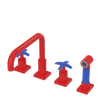 Rubinet Widespread Kitchen Set with Genesis Spout with Hand Spray Red